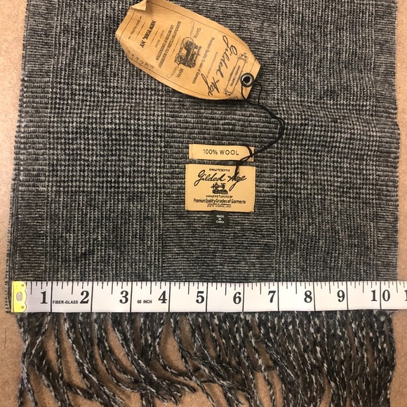 Gilded Age "Prince of Wales" 100% wool Scarf Premium Quality Grey NEW NWT - Picture 7 of 7